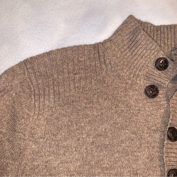 Vintage REI 1/4 Button Fisherman Knit Sweater Mens Medium Beige GUC - Picture 6 of 8